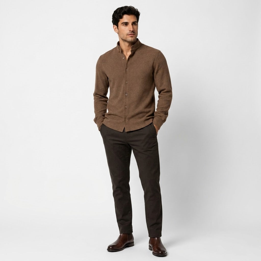 Men’s Stand-Collar Flannel Shirt