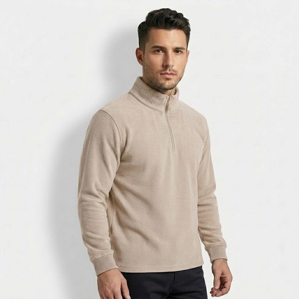 Men’s Australian Merino Wool High-Neck Zip Sweater