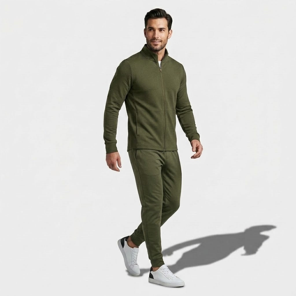 Men’s Merino Wool Mock-Neck Zip Cardigan