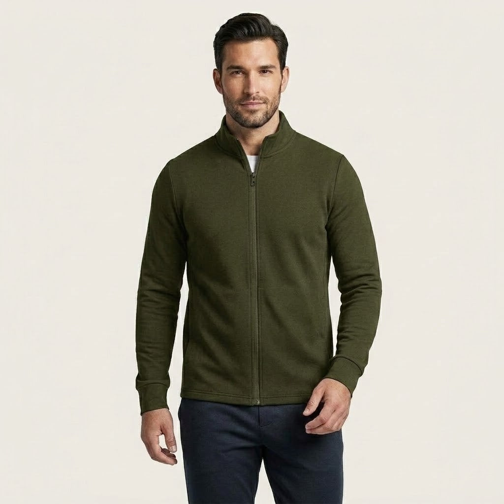 Men’s Merino Wool Mock-Neck Zip Cardigan