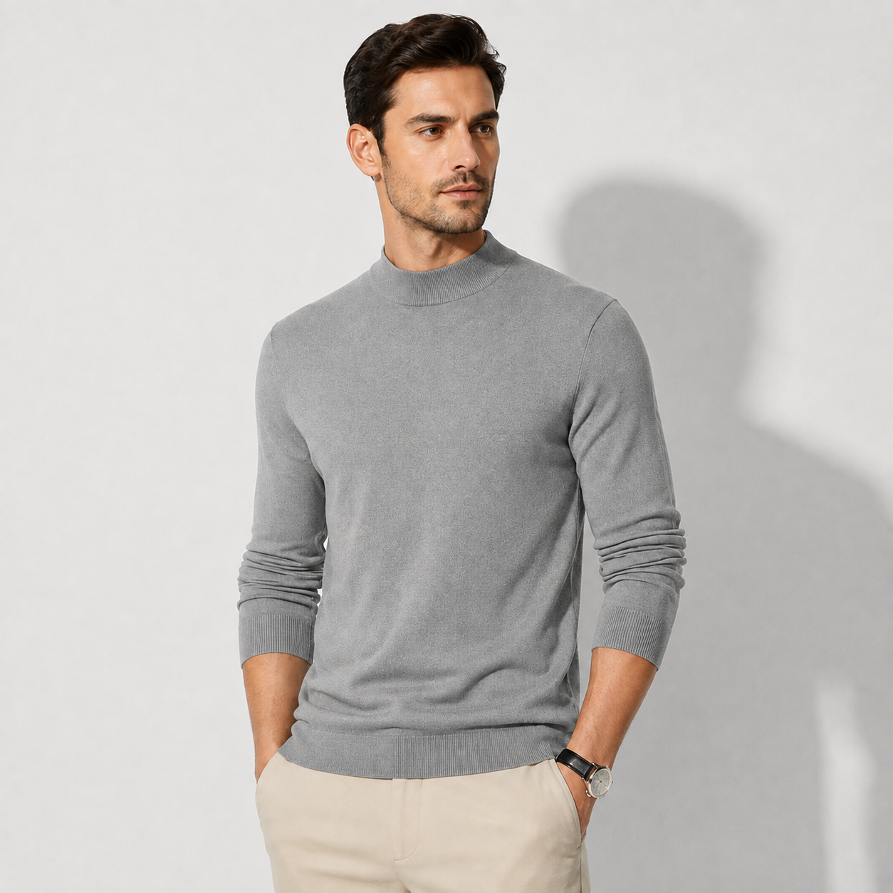 Men’s Half-Turtleneck Cashmere Knit Sweater