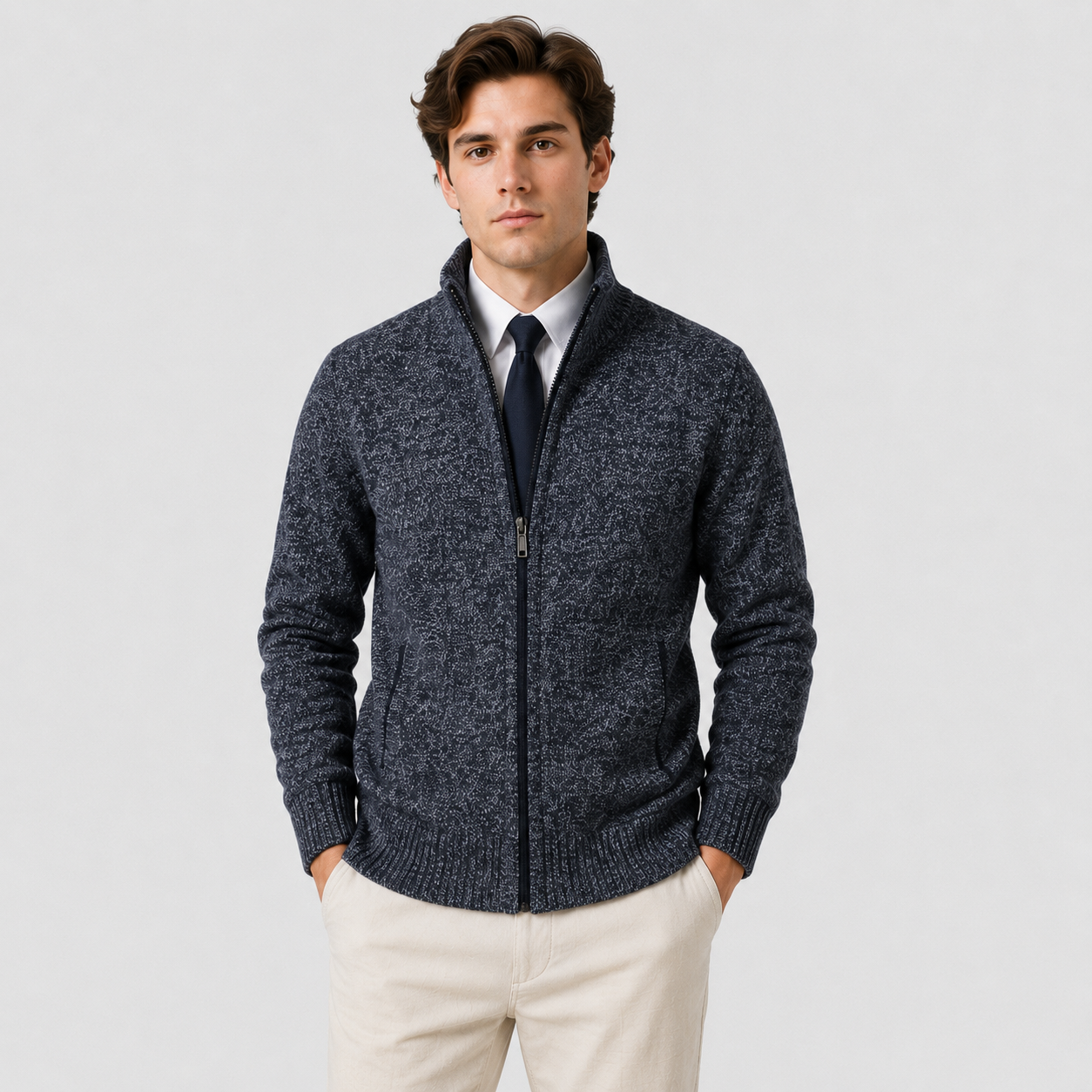 Men’s Classic Zip-Up Knit Cardigan