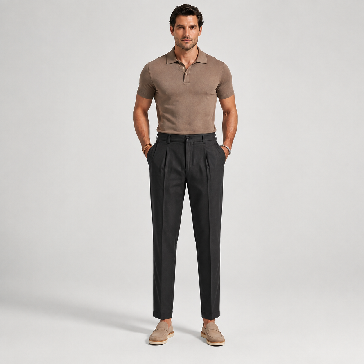 Men’s Classic Wool-Blend Straight-Leg Trousers