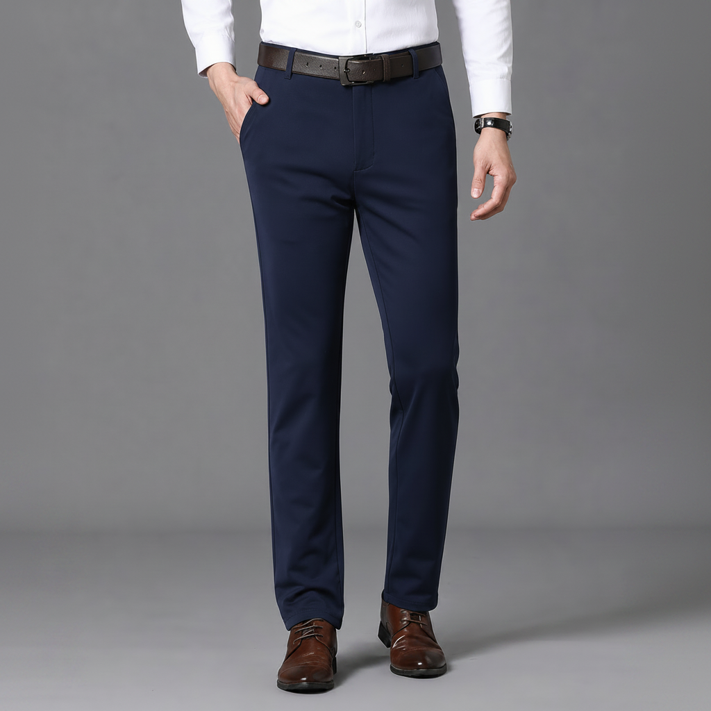 Men’s Classic Slim-Fit Business Casual Trousers