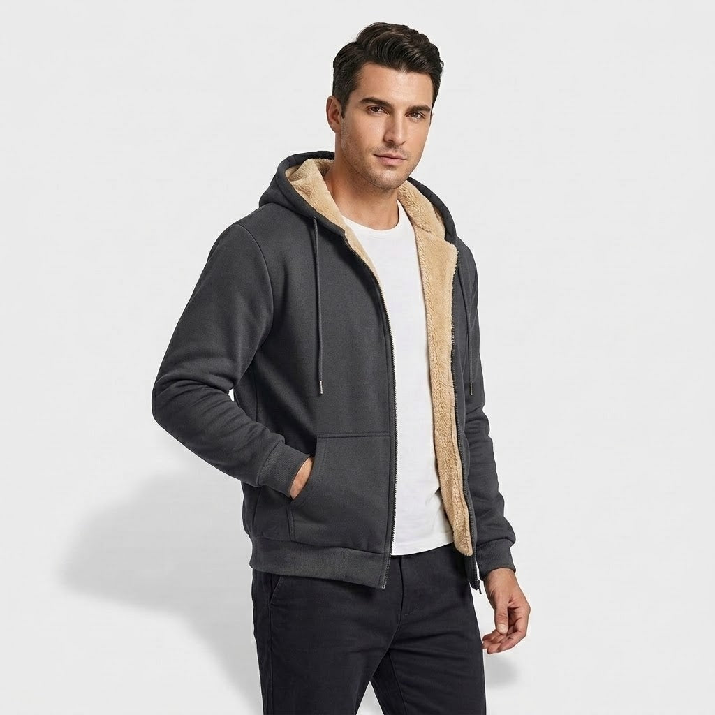 Unisex Lambswool-Lined Hooded Winter Jacket