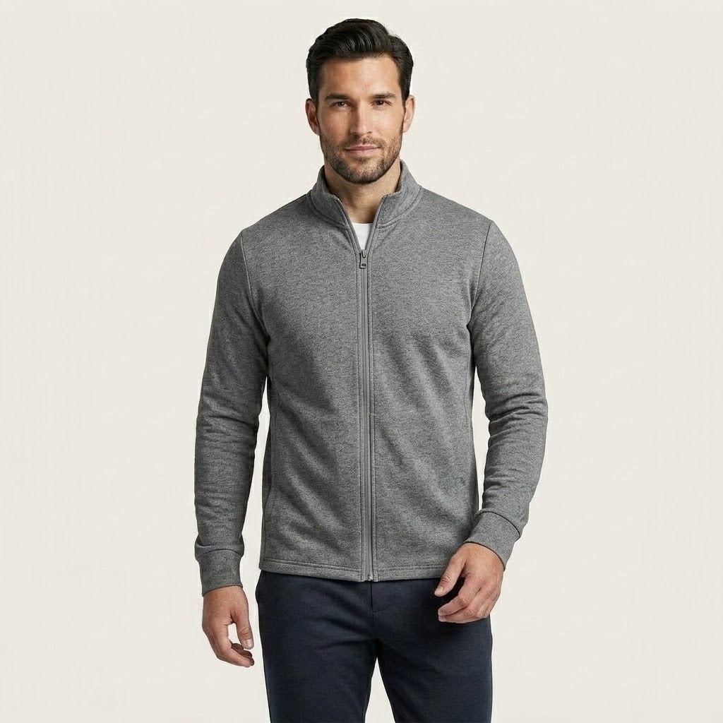 Men’s Merino Wool Mock-Neck Zip Cardigan
