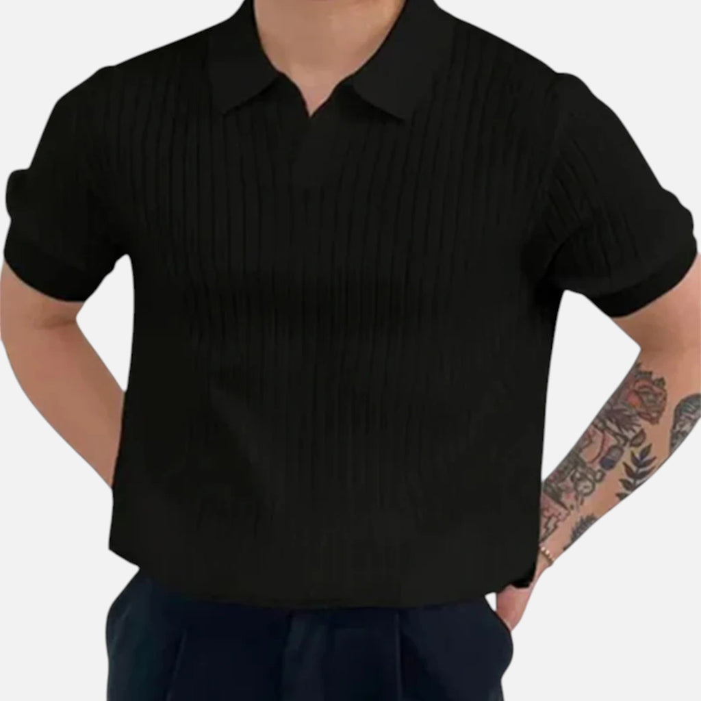 Maison Delmont | Men’s Ribbed Cotton Blend Polo