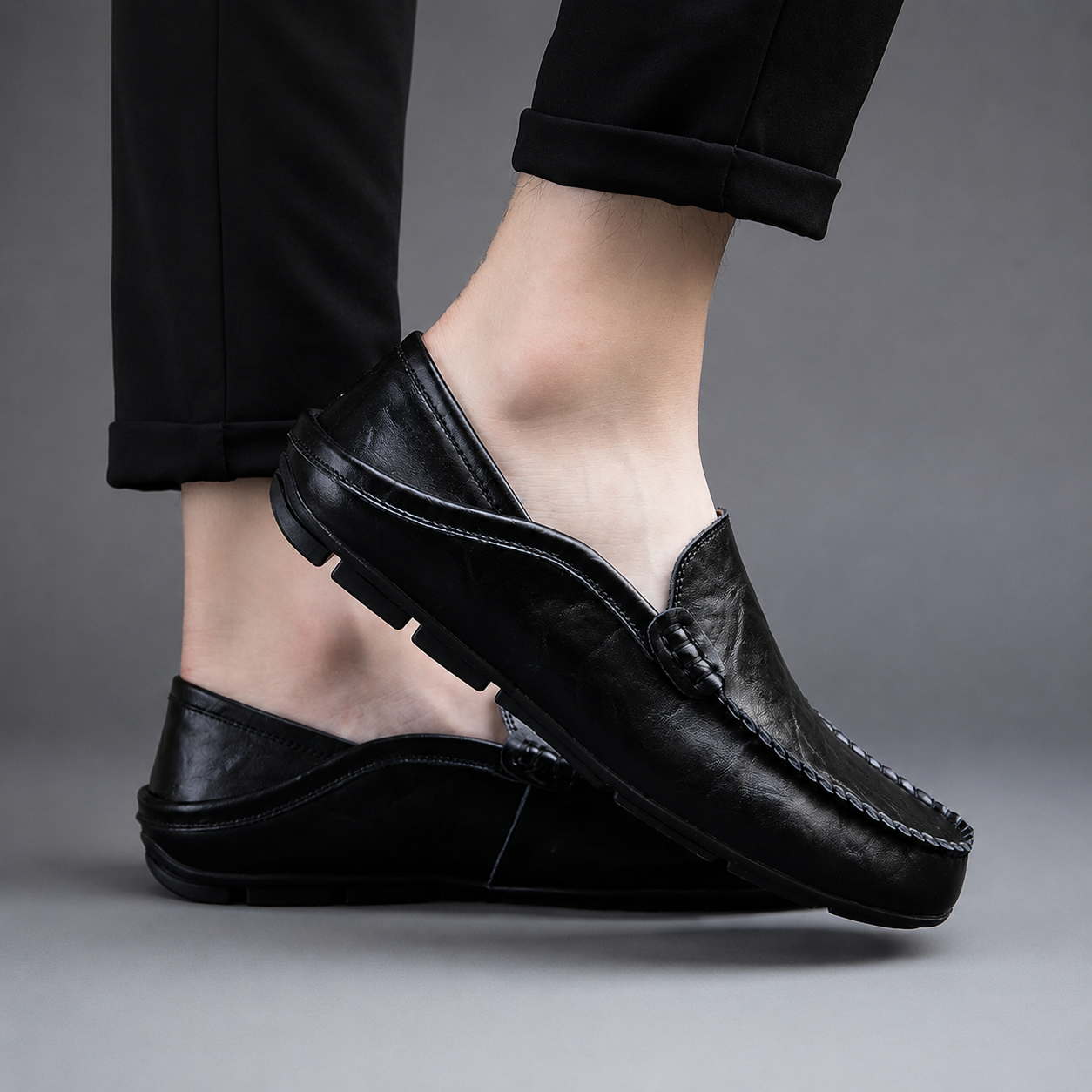Men's Genuine Leather Driving Loafers – Classic Slip-On Moccasins