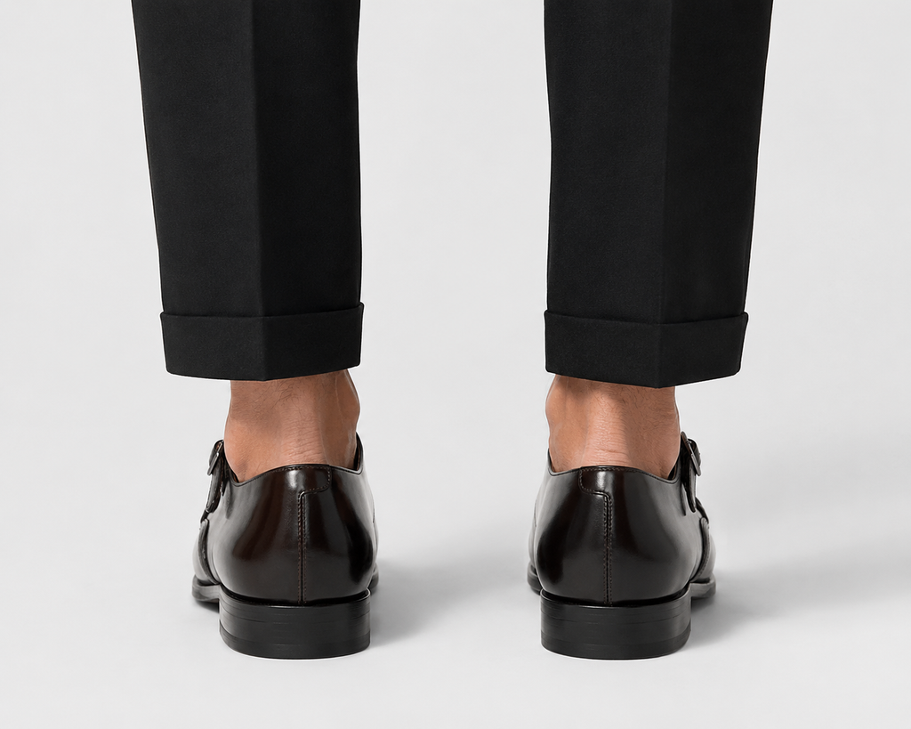Men's Genuine Leather Double Monk Strap Dress Shoes – Classic Cap Toe Formal Loafers