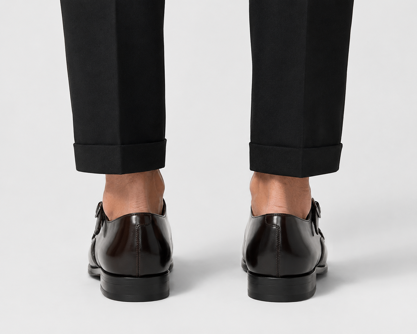 Men's Genuine Leather Double Monk Strap Dress Shoes – Classic Cap Toe Formal Loafers