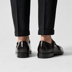 Men's Genuine Leather Double Monk Strap Dress Shoes – Classic Cap Toe Formal Loafers