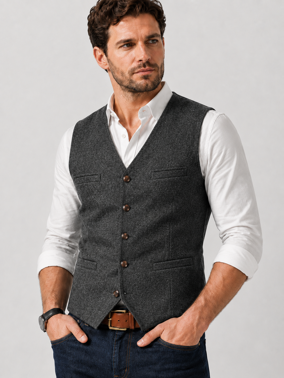 Men’s Classic Textured Tailored Vest