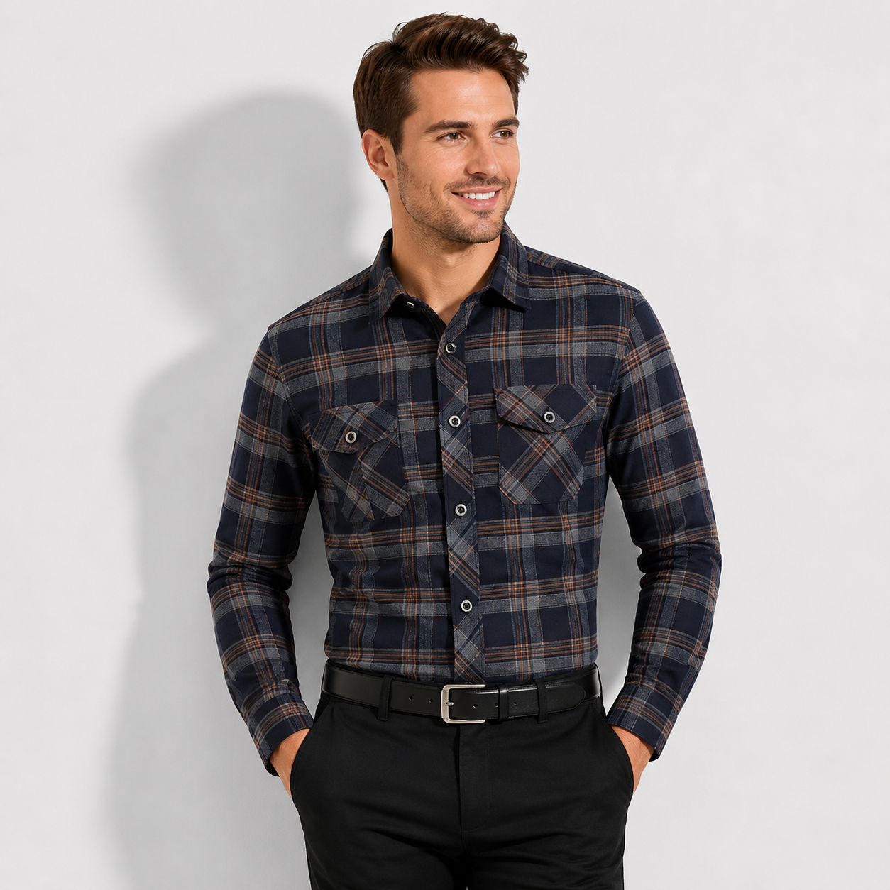 Men’s Brushed Cotton Plaid Flannel Shirt