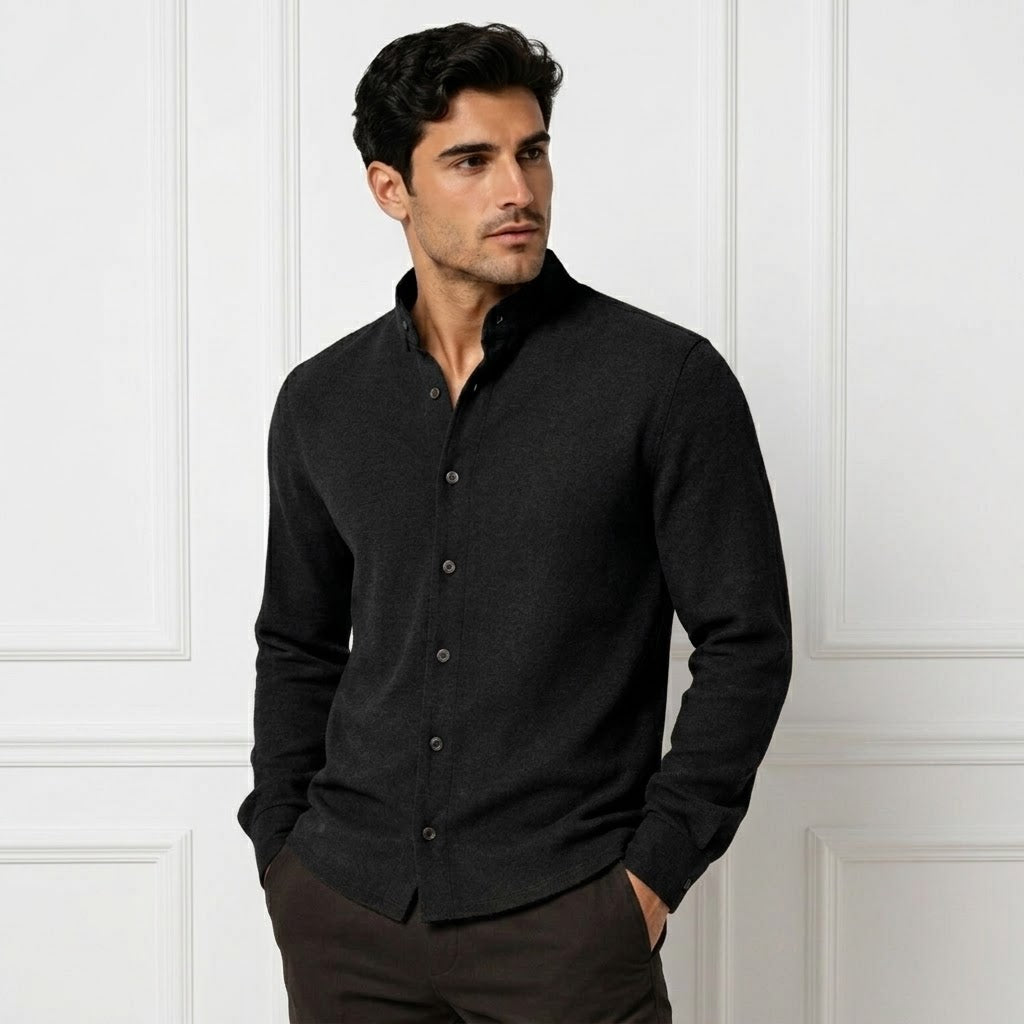 Men’s Stand-Collar Flannel Shirt
