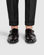 Men's Genuine Leather Double Monk Strap Dress Shoes – Classic Cap Toe Formal Loafers