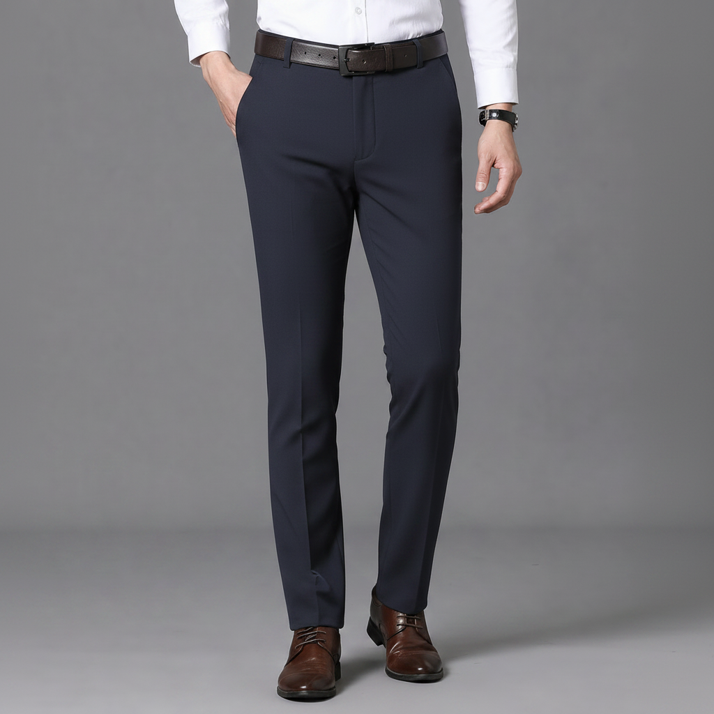 Men’s Classic Slim-Fit Business Casual Trousers