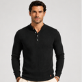 Men’s Ribbed Long-Sleeve Button Polo Shirt