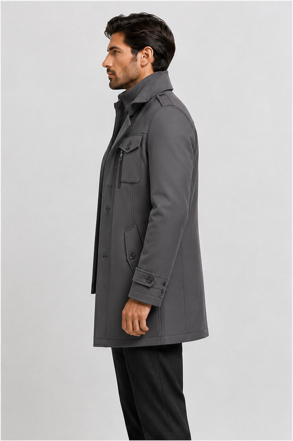 Men’s Classic Wool Blend Double-Collar Winter Coat