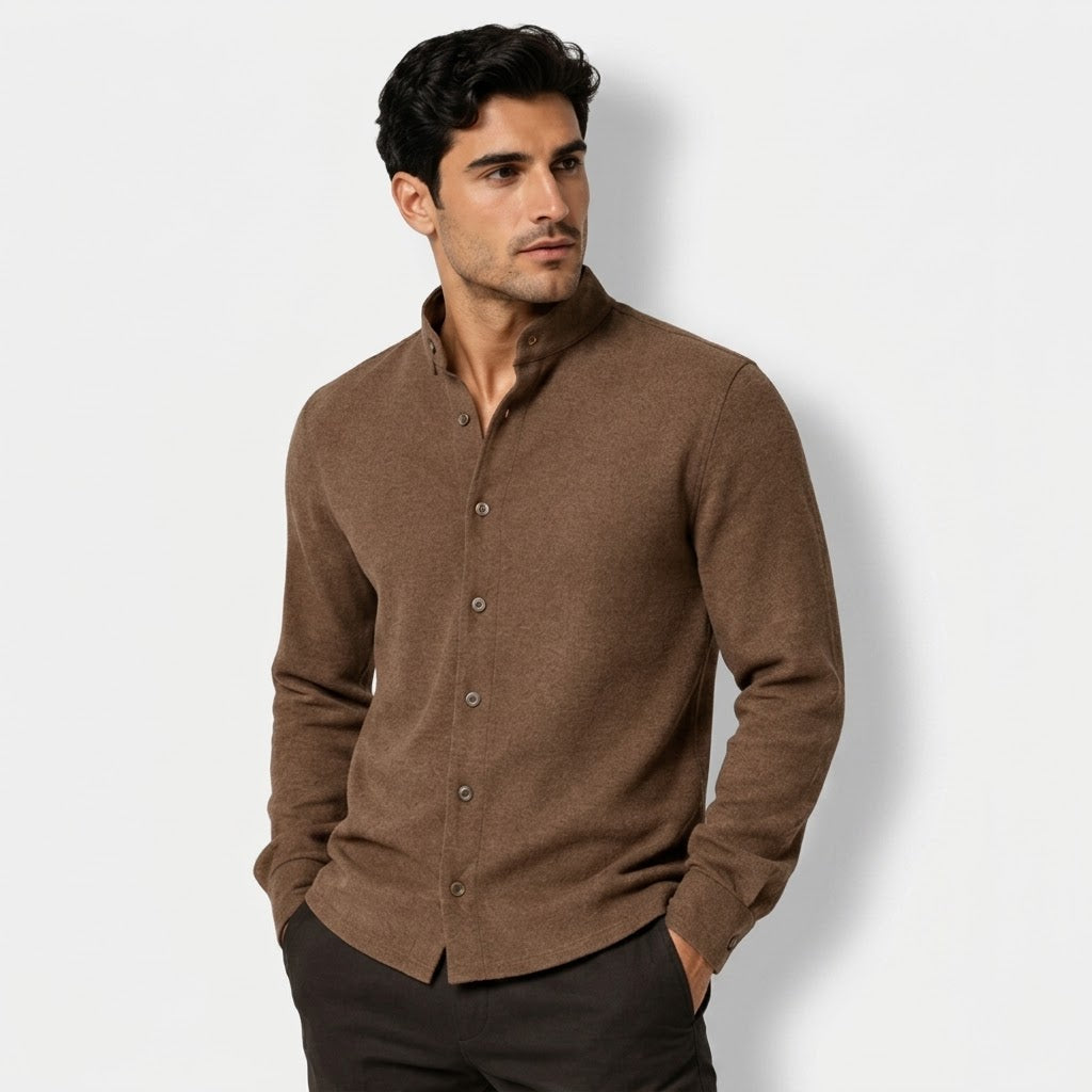 Men’s Stand-Collar Flannel Shirt