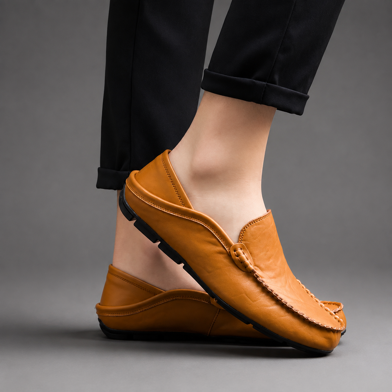 Men's Genuine Leather Driving Loafers – Classic Slip-On Moccasins