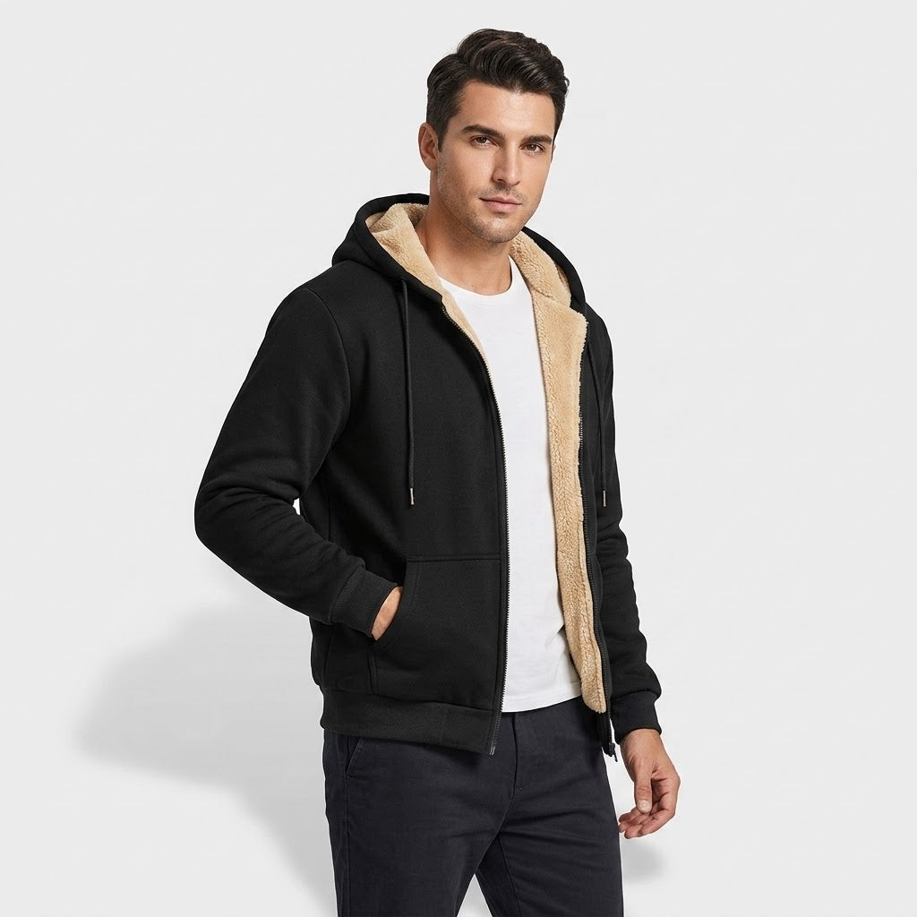Unisex Lambswool-Lined Hooded Winter Jacket