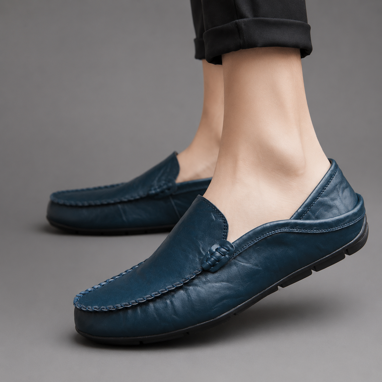Men's Genuine Leather Driving Loafers – Classic Slip-On Moccasins