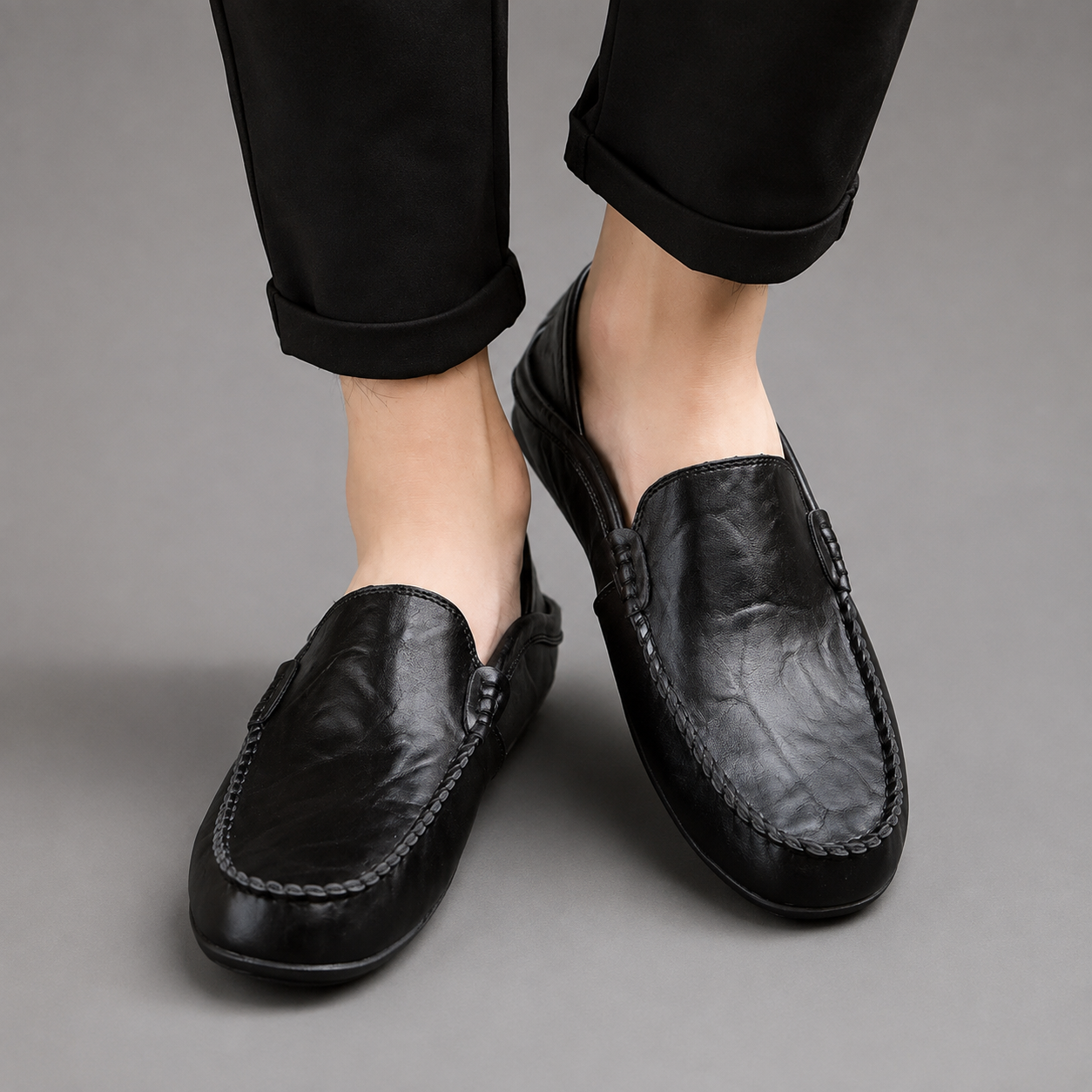 Men's Genuine Leather Driving Loafers – Classic Slip-On Moccasins