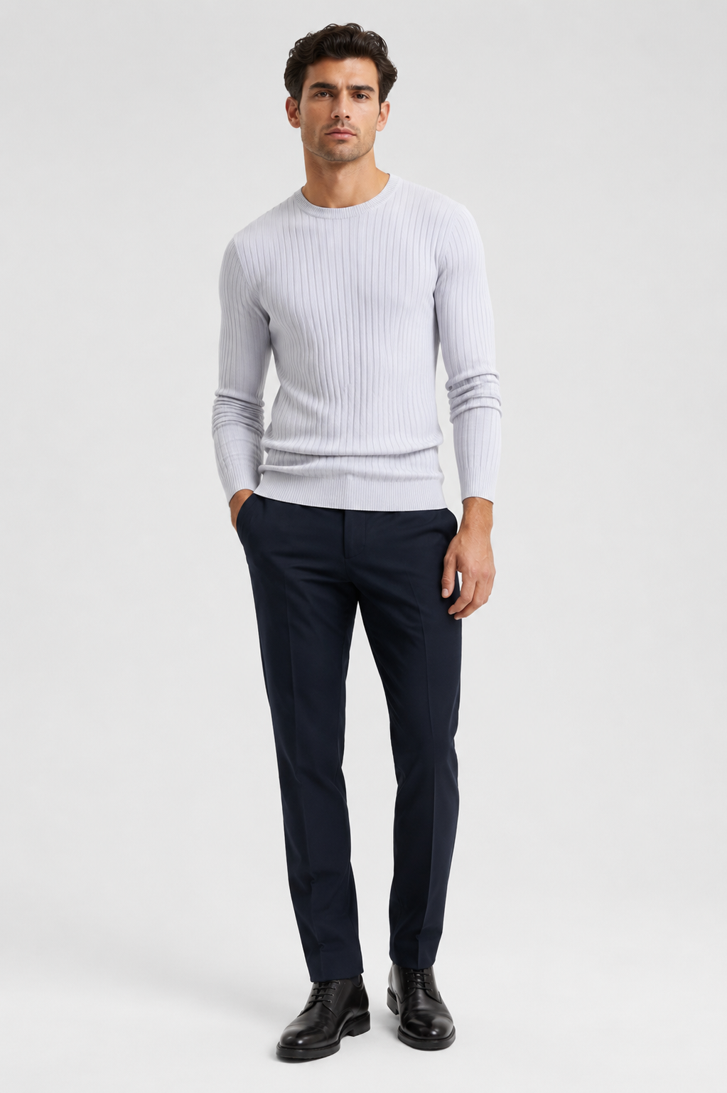 Men’s Classic Ribbed Crewneck Knit Sweater