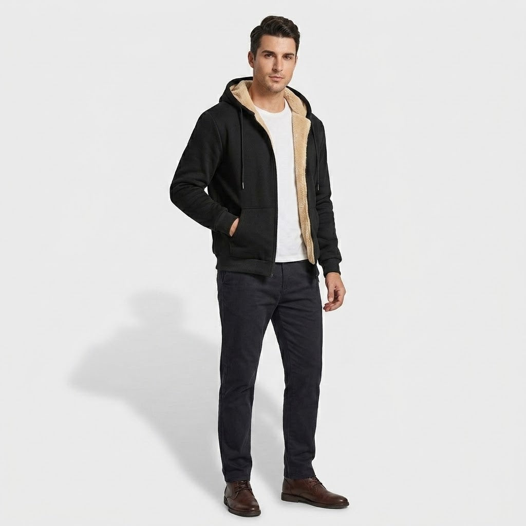Unisex Lambswool-Lined Hooded Winter Jacket