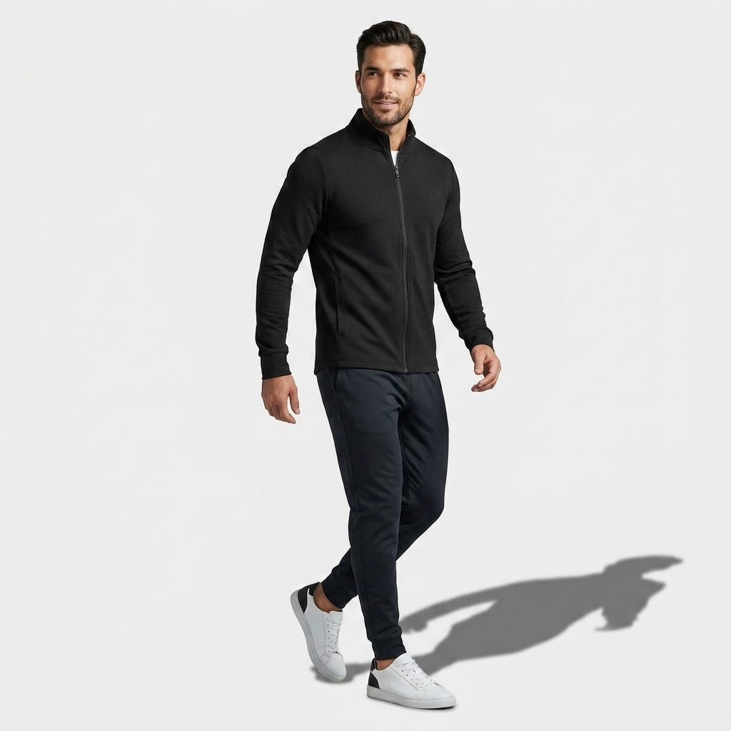 Men’s Merino Wool Mock-Neck Zip Cardigan