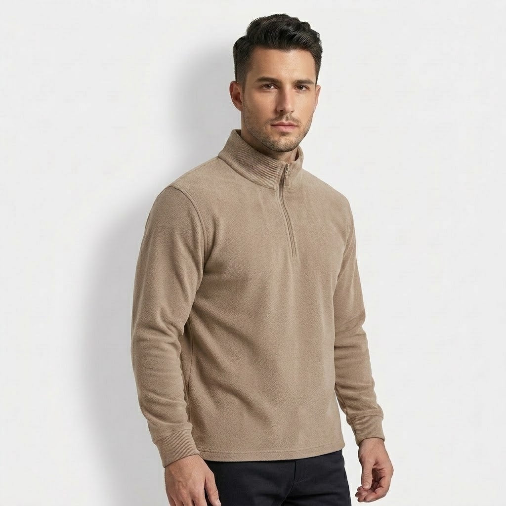 Men’s Australian Merino Wool High-Neck Zip Sweater