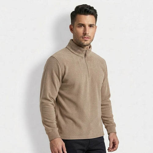 Men’s Australian Merino Wool High-Neck Zip Sweater
