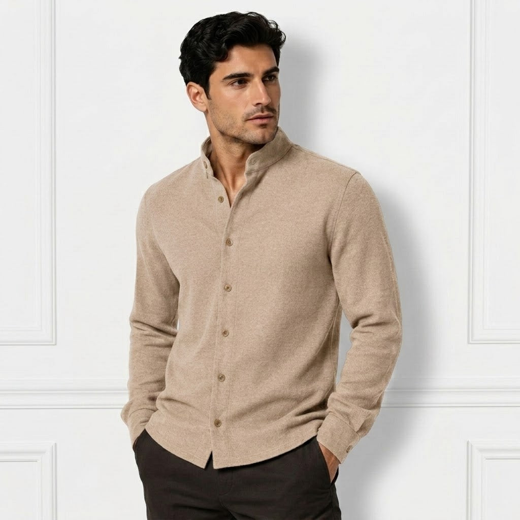 Men’s Stand-Collar Flannel Shirt