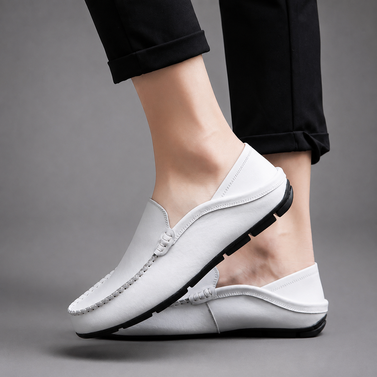 Men's Genuine Leather Driving Loafers – Classic Slip-On Moccasins