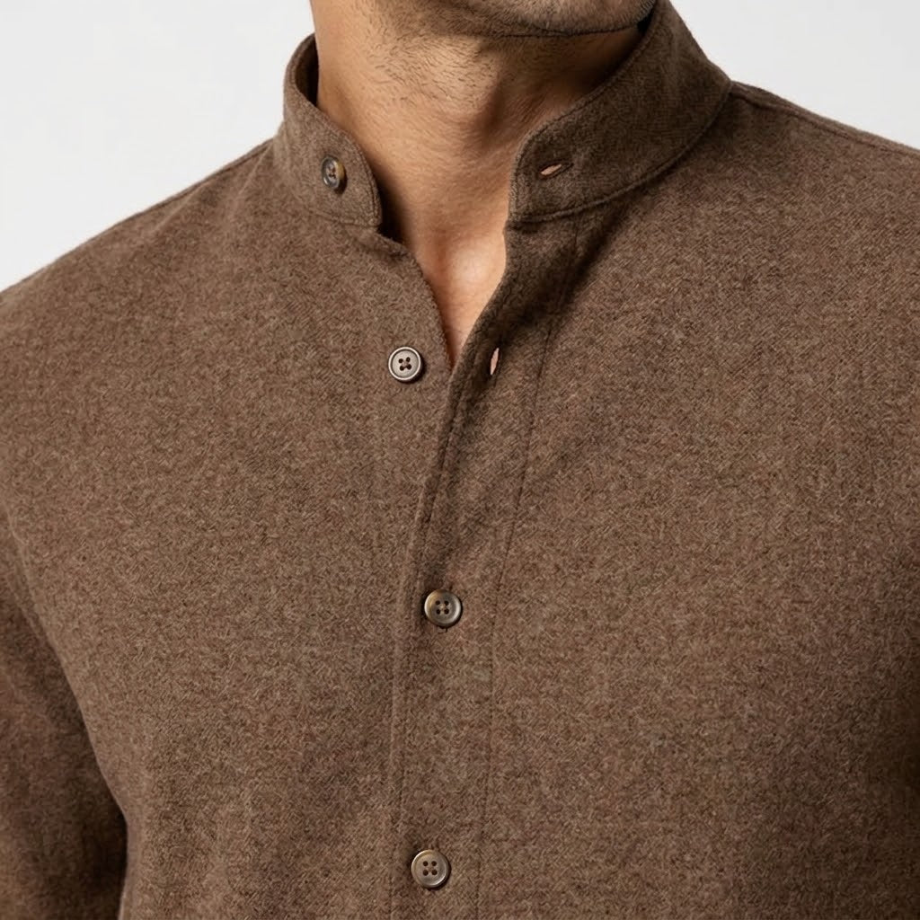 Men’s Stand-Collar Flannel Shirt