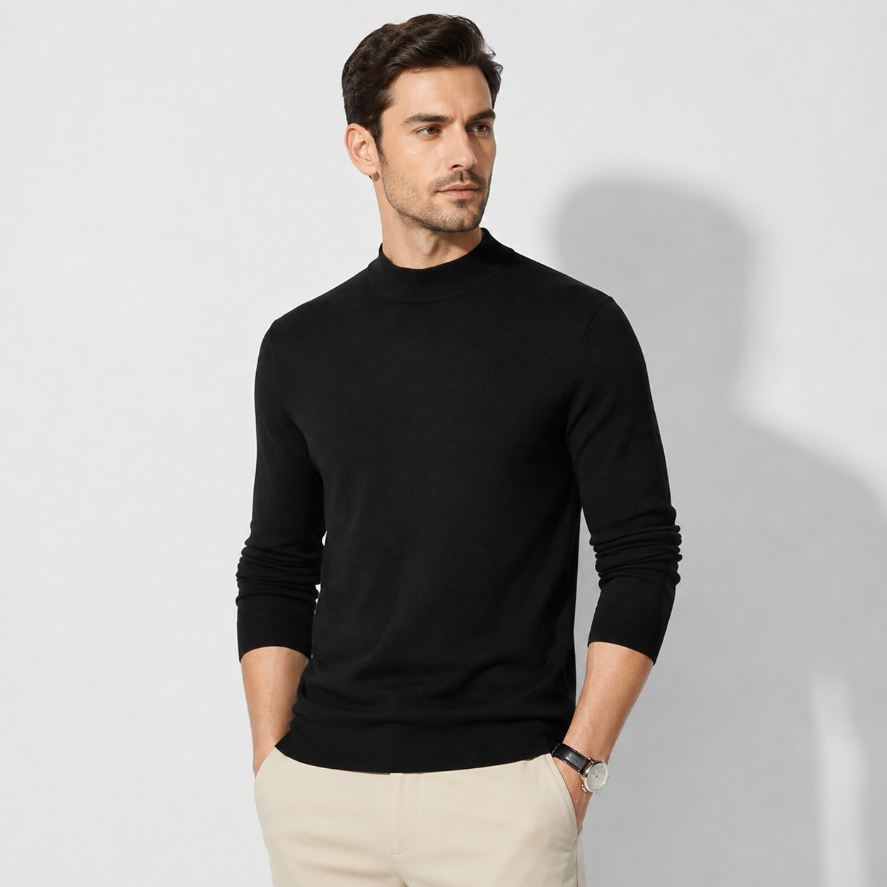 Men’s Half-Turtleneck Cashmere Knit Sweater