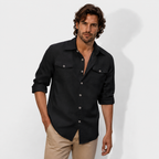 Men’s Relaxed Linen Double-Pocket Shirt