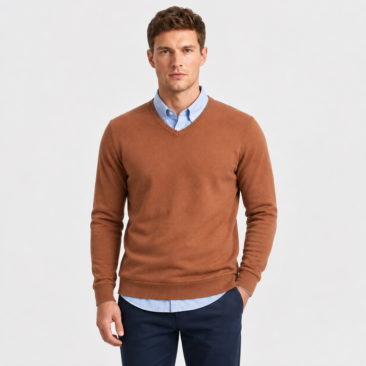 Men’s Classic V-Neck Lightweight Knit Sweater