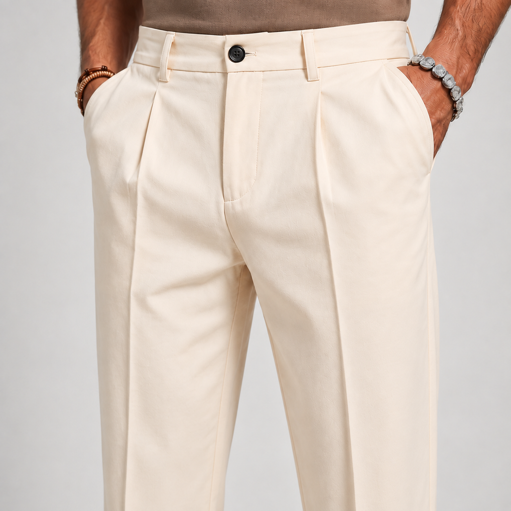 Men’s Classic Wool-Blend Straight-Leg Trousers