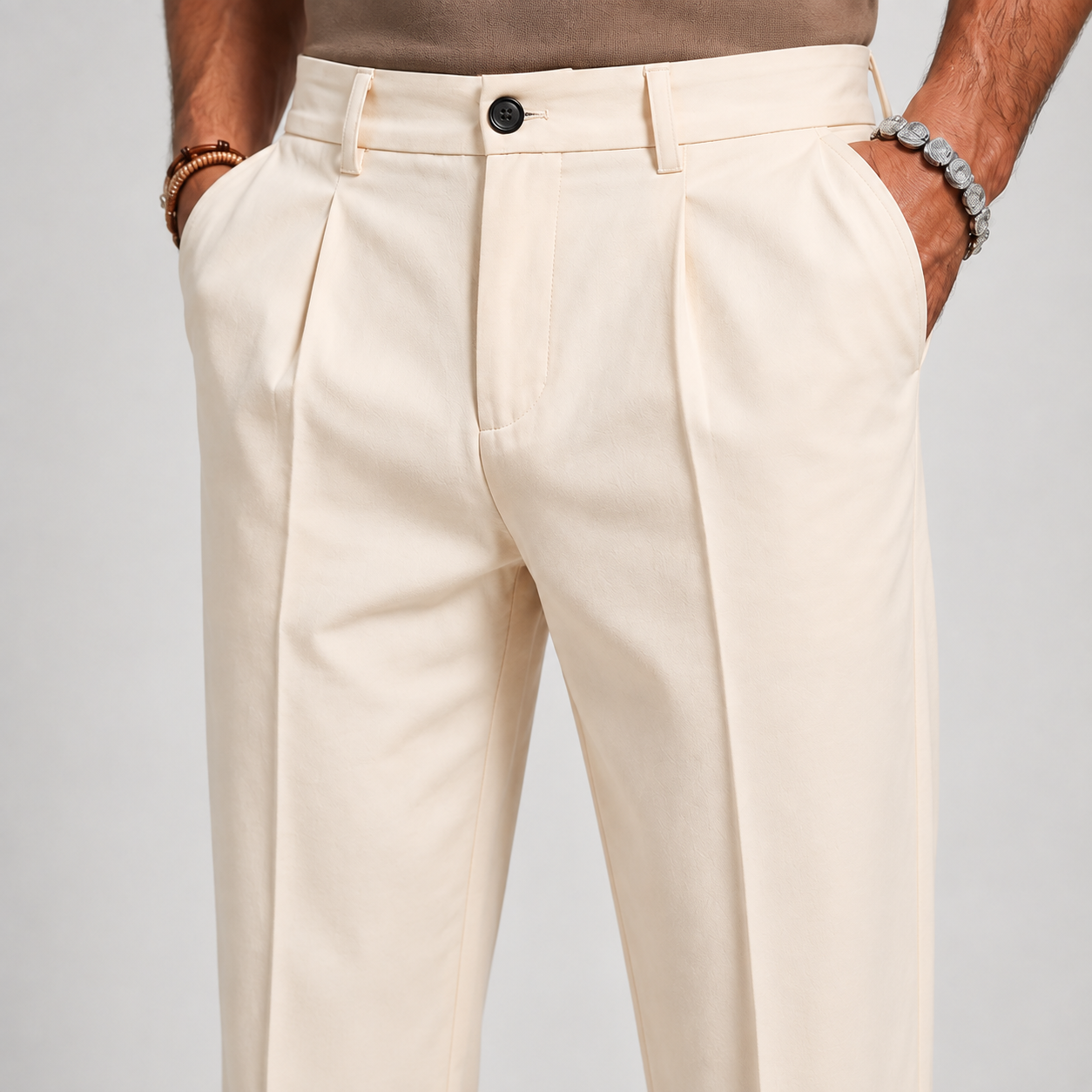Men’s Classic Wool-Blend Straight-Leg Trousers