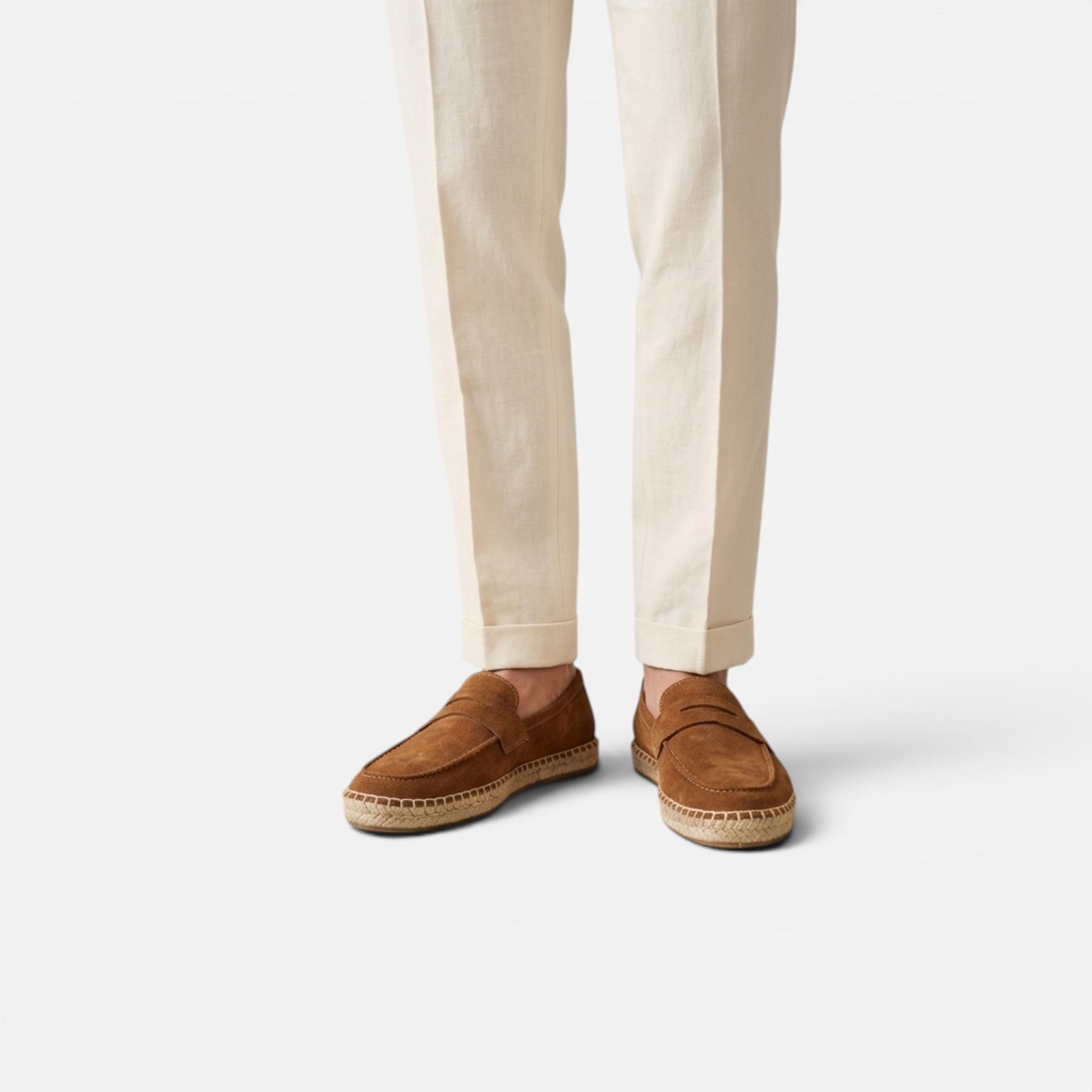 Maison Delmont | Men’s Suede Espadrille Loafers