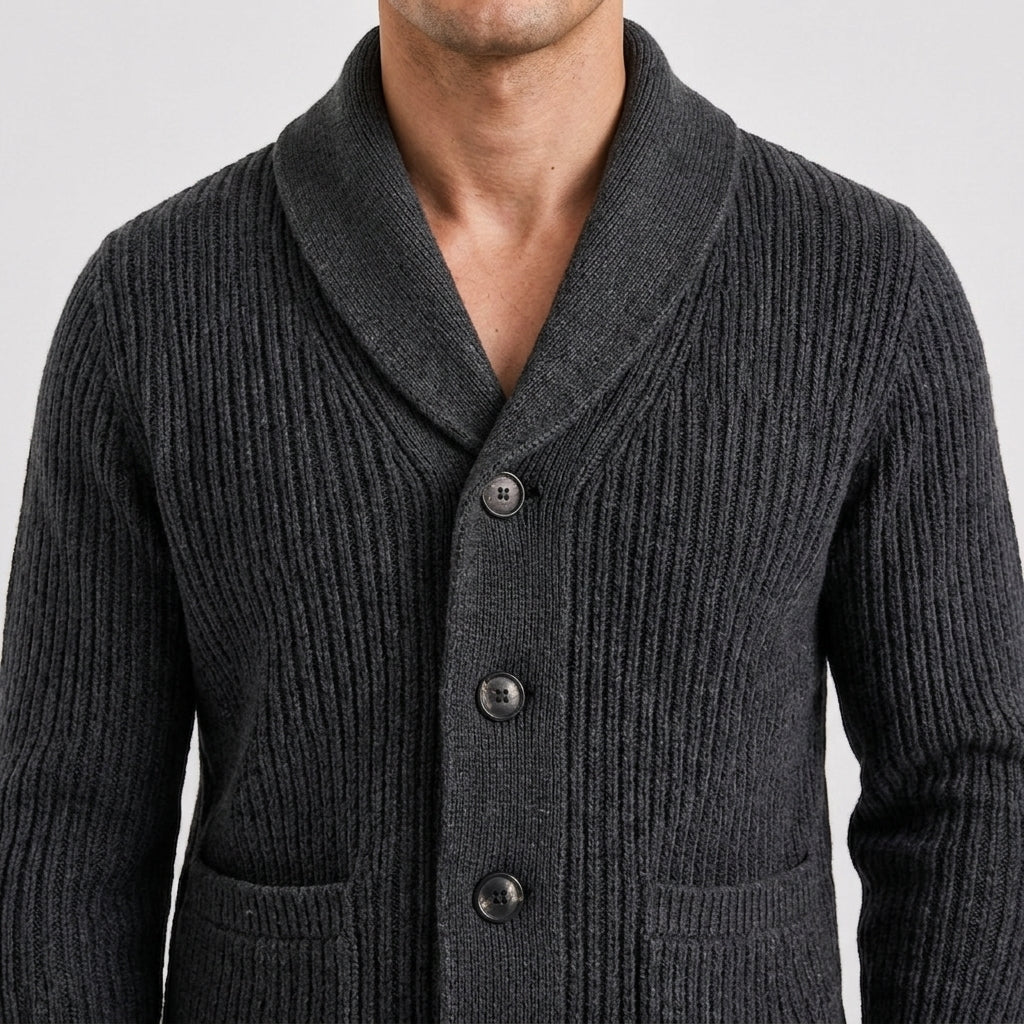 Men’s Chunky Knit Shawl Collar Cardigan
