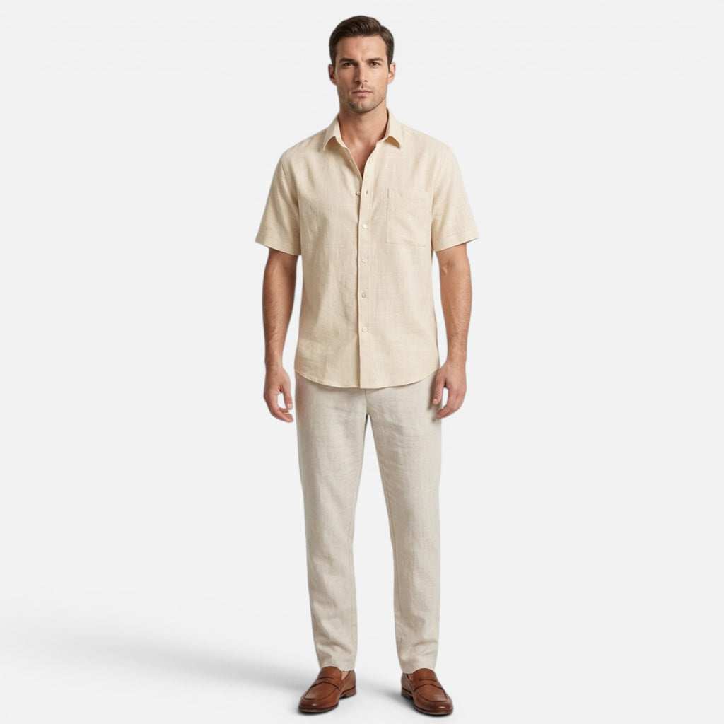 Maison Delmont | Men’s Cotton Blend Beach Shirt