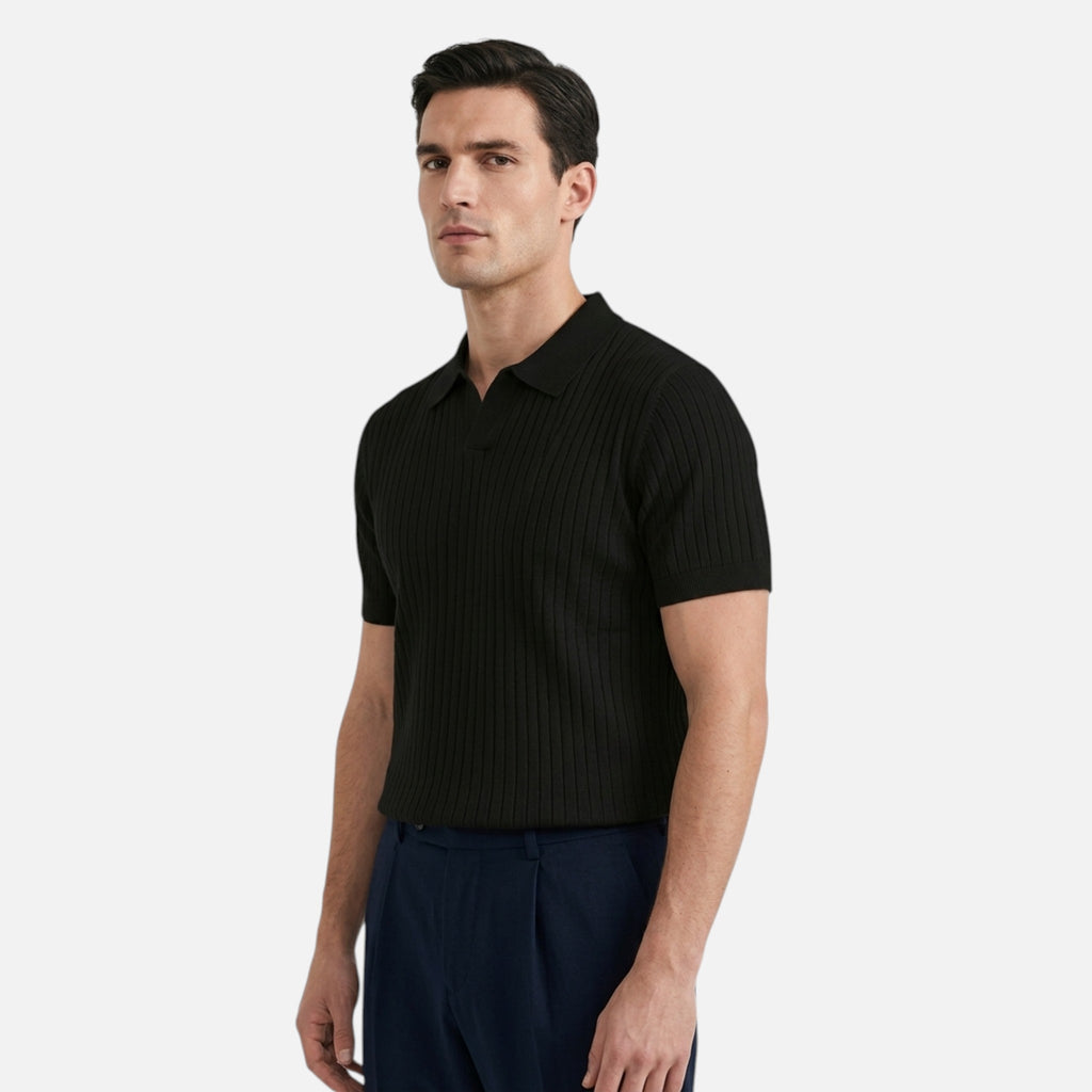 Maison Delmont | Men’s Ribbed Cotton Blend Polo