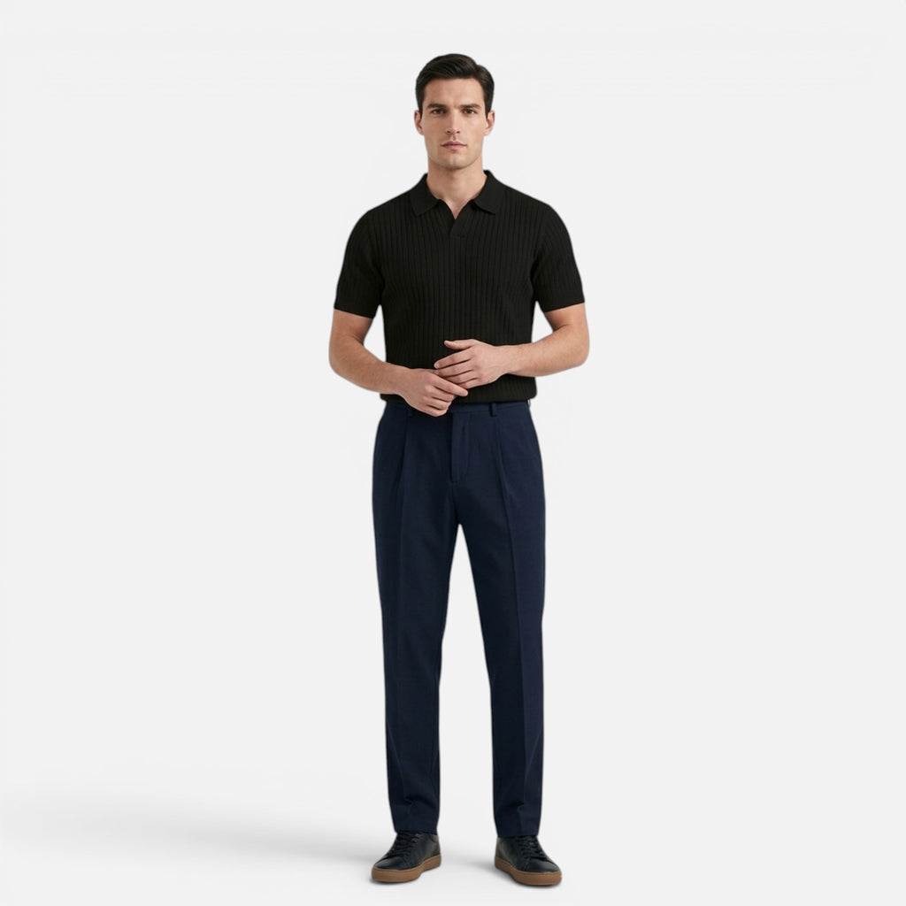 Maison Delmont | Men’s Ribbed Cotton Blend Polo