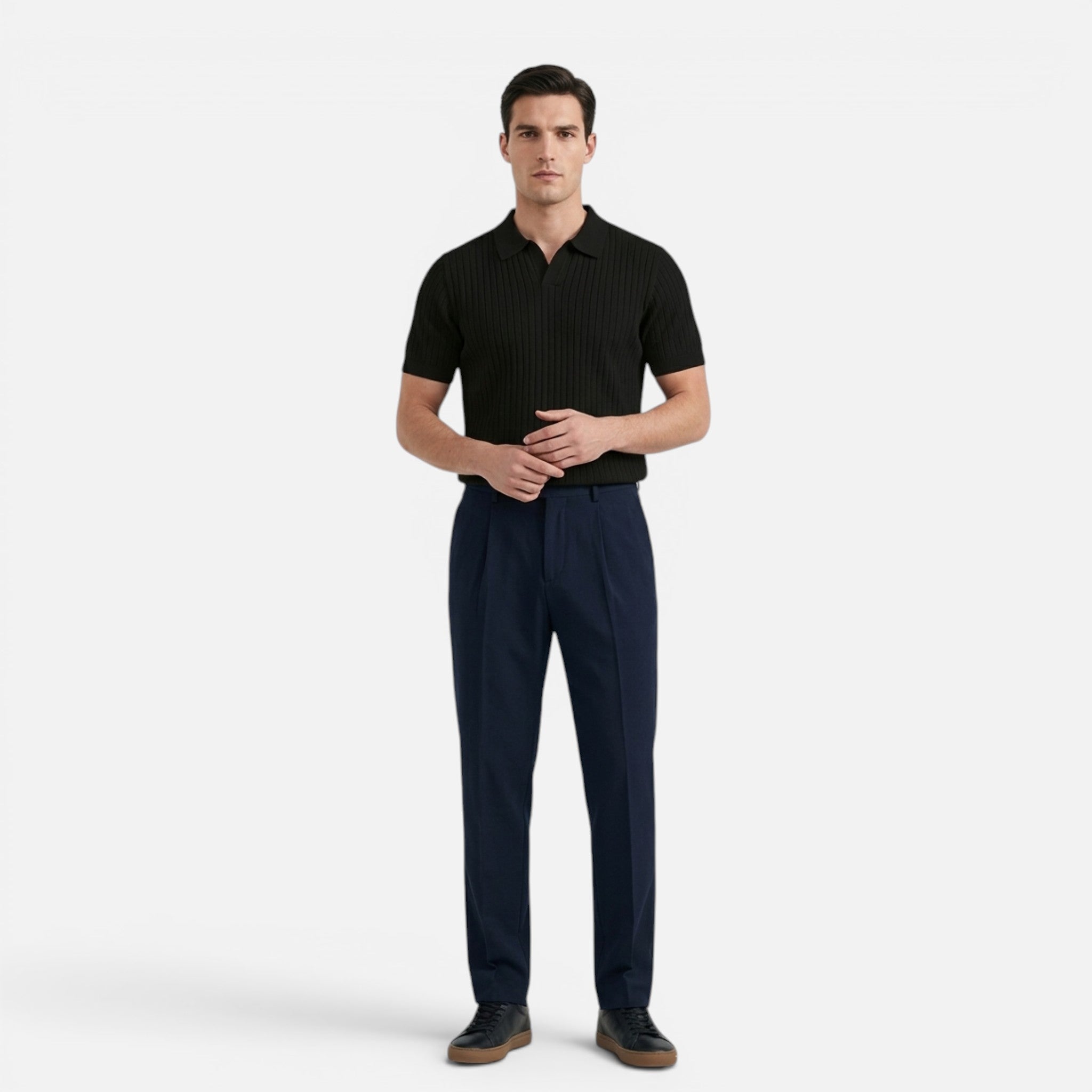 Maison Delmont | Men’s Ribbed Cotton Blend Polo