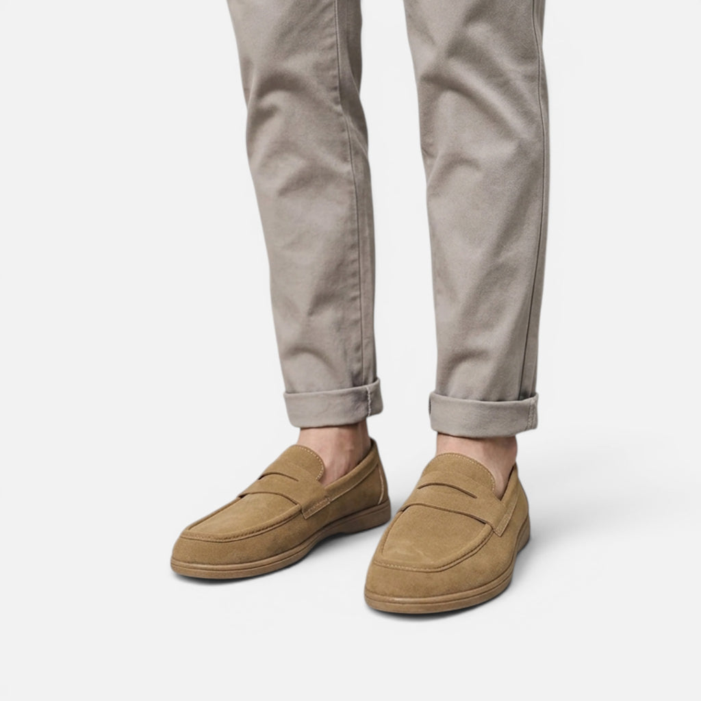 Maison Delmont | Men’s Faux Suede Slip-On Loafers