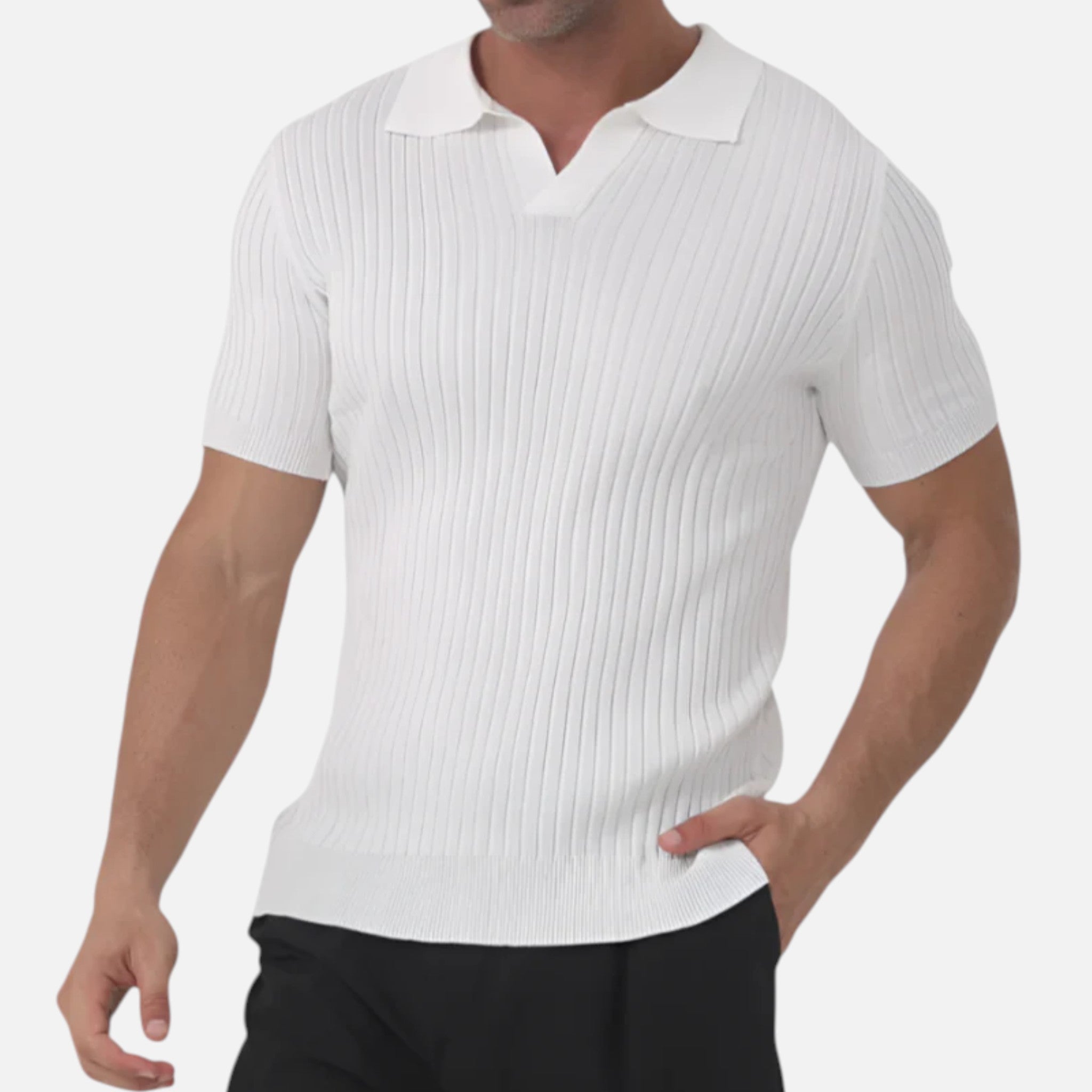 Men’s Ribbed Cotton Blend Polo