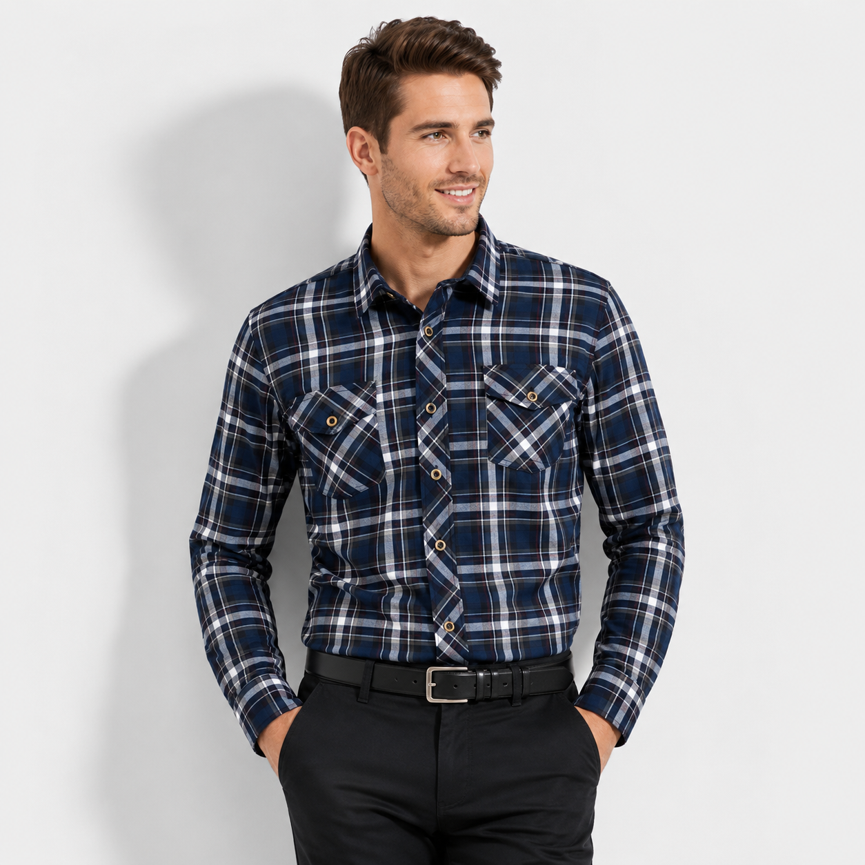 Men’s Brushed Cotton Plaid Flannel Shirt