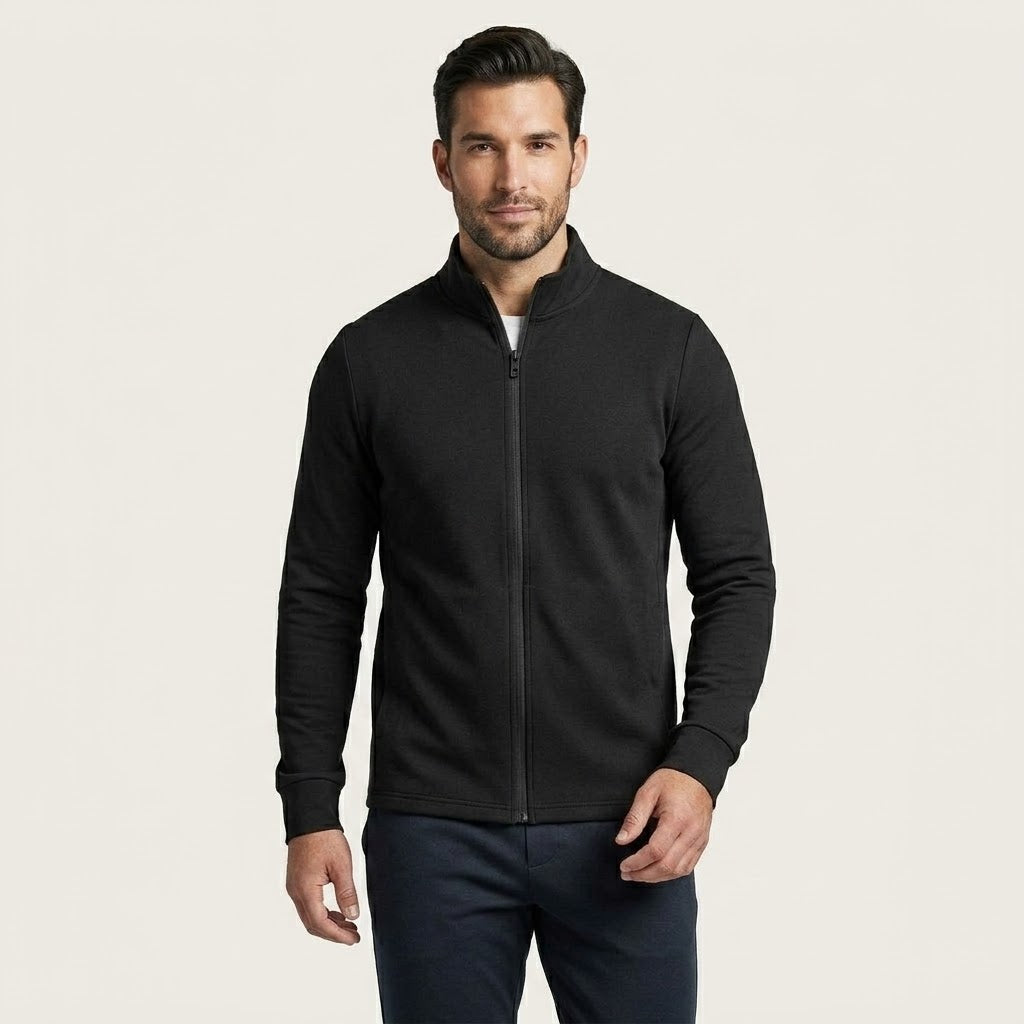 Men’s Merino Wool Mock-Neck Zip Cardigan